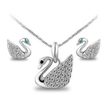 2015 cerystal swan Ensemble de bijoux en argent Collier Boucles d&#39;oreilles Ensemble de bijoux